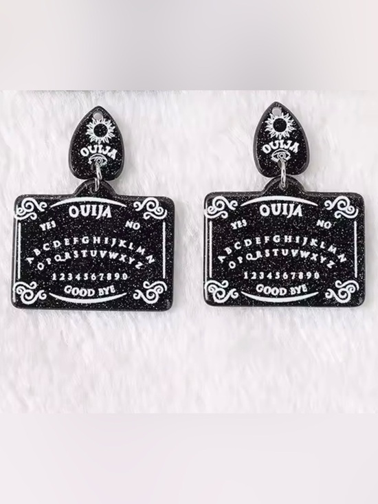 Jewelry - Black Glitter Ouija Board Earrings